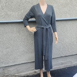 Torrid Charcoal Grey Terry Self Tie Culotte Jumpsuit